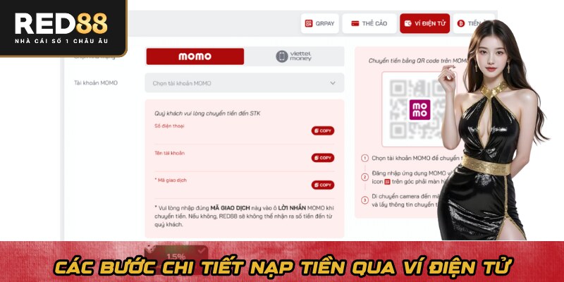 Các bước chi tiết nạp tiền qua ví điện tử