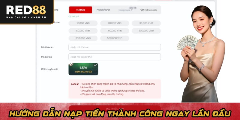 Hướng dẫn nạp tiền thành công ngay lần đầu